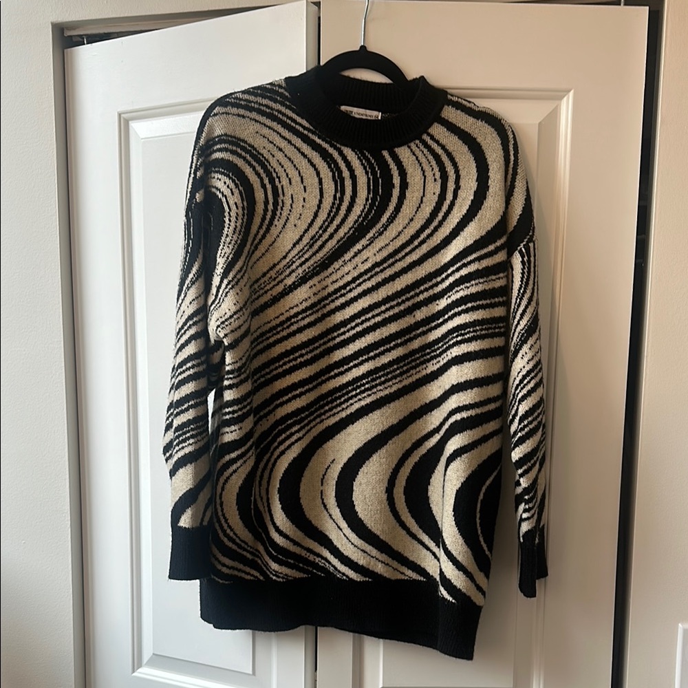 Oversized Black and Cream Swirl Sweater - The Salty Blonde x 12th Tribe Collecti